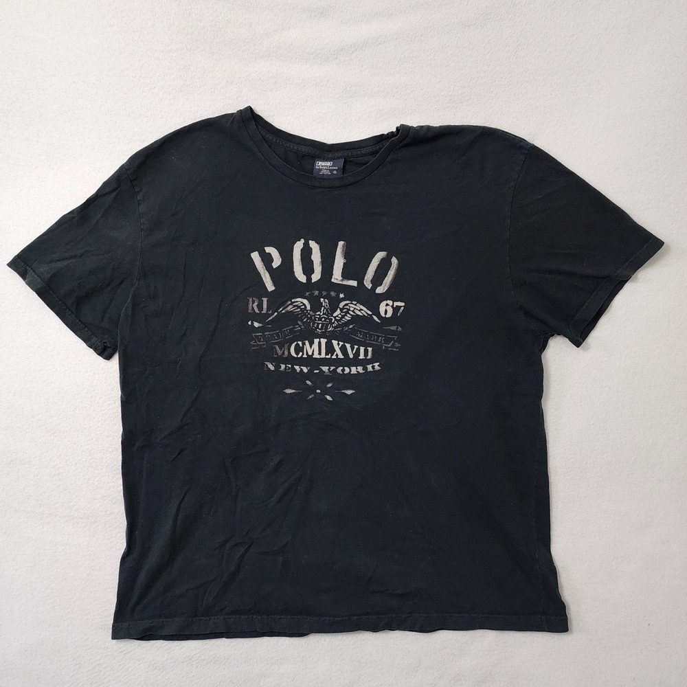 Vintage Y2k Polo Ralph T Shirt Mens XL Black Grunge Military Skater RL New York